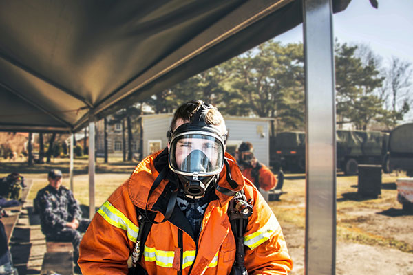 Fireman in mask