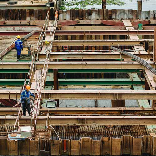 Workers on scafolding