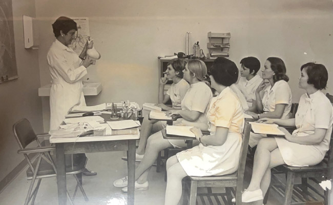 Old time photo of nursing