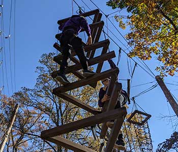 Students on ropes course