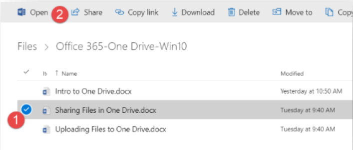 Screen shot of OneDrive