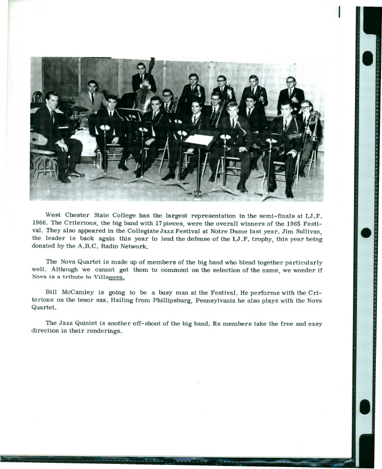 Article of The Criterions winning both “Best Big Band” and “Best Overall Band” at the Villanova Jazz Festival - 1965