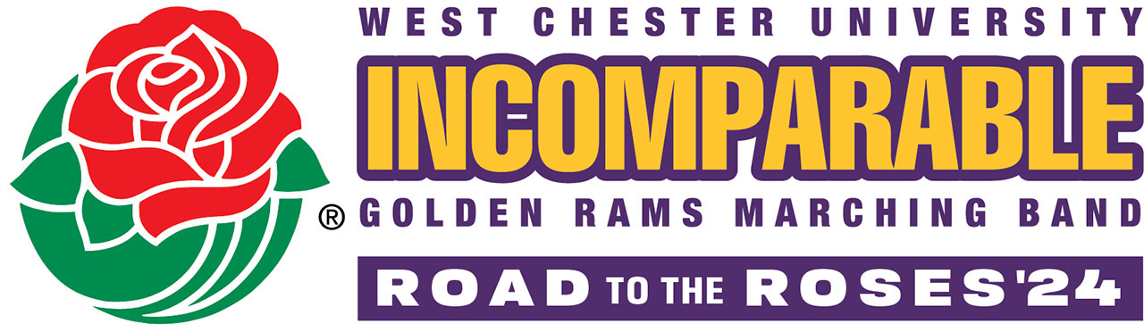 West Chester University. Incomparable Golden Rams Marching Band. Road to the Roses '24.