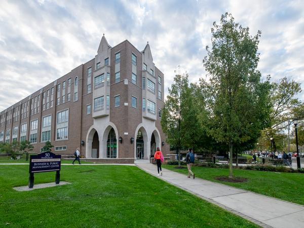 picture of the business building on campus