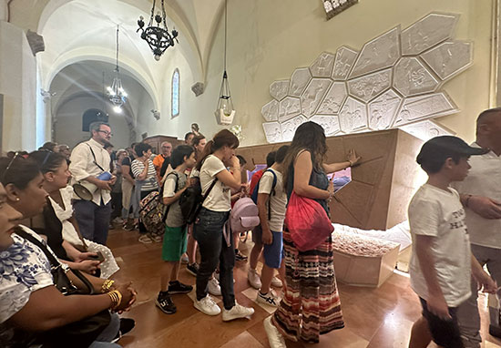 people walking thorugh museum