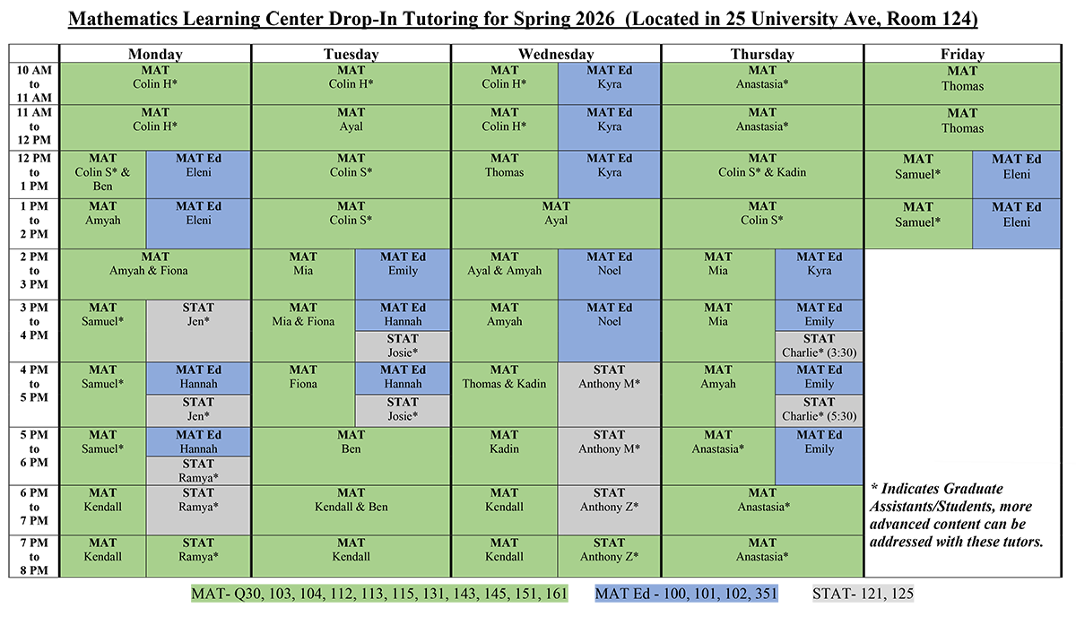 MLC Schedule Spring 2026