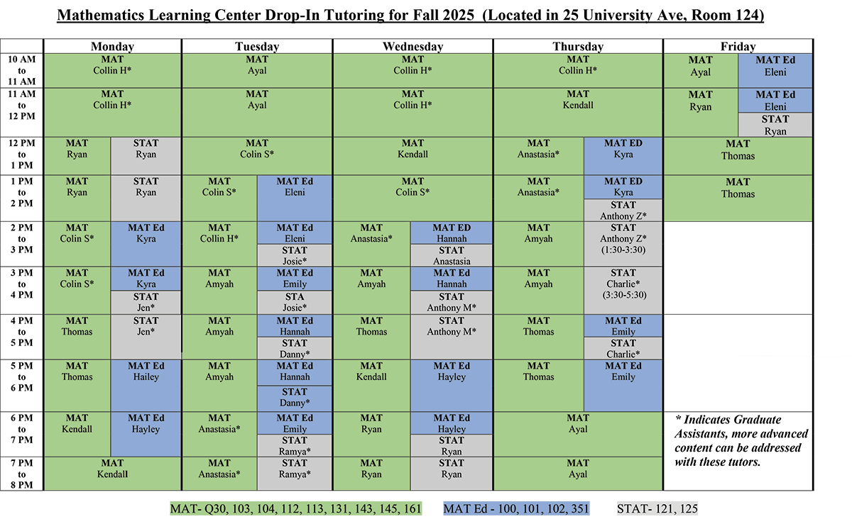 MLC Schedule Spring 2025
