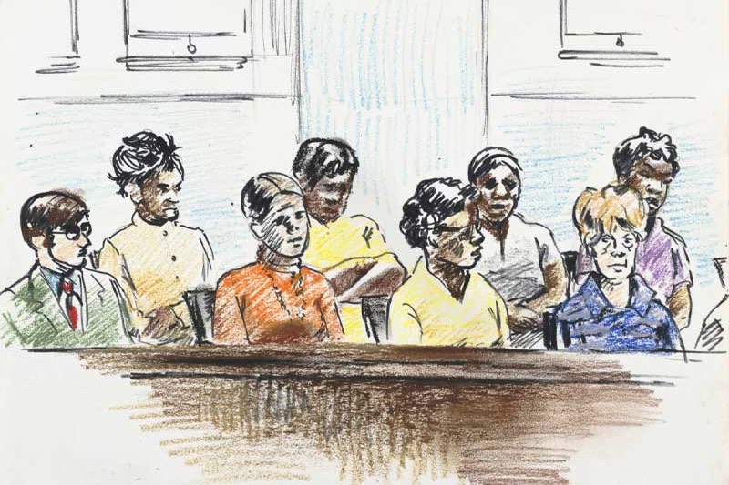 pastel drawing of jury duty