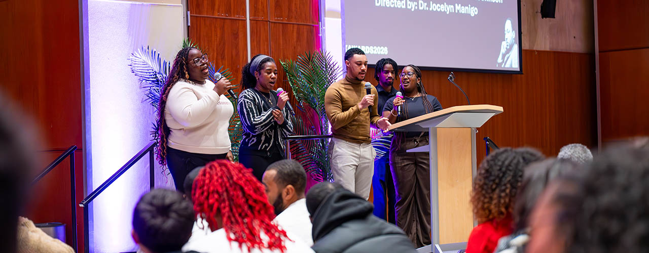 Group singing on stage
