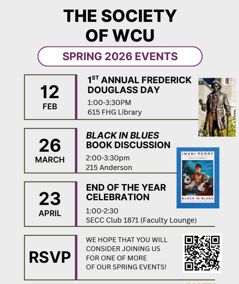 Decorative graphic of spring 2026 events. Events are listed above on the webpage.