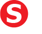 uppercase white S on a red circle