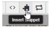 insert snippet button in the toolbar