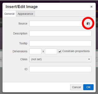insert/edit image modal